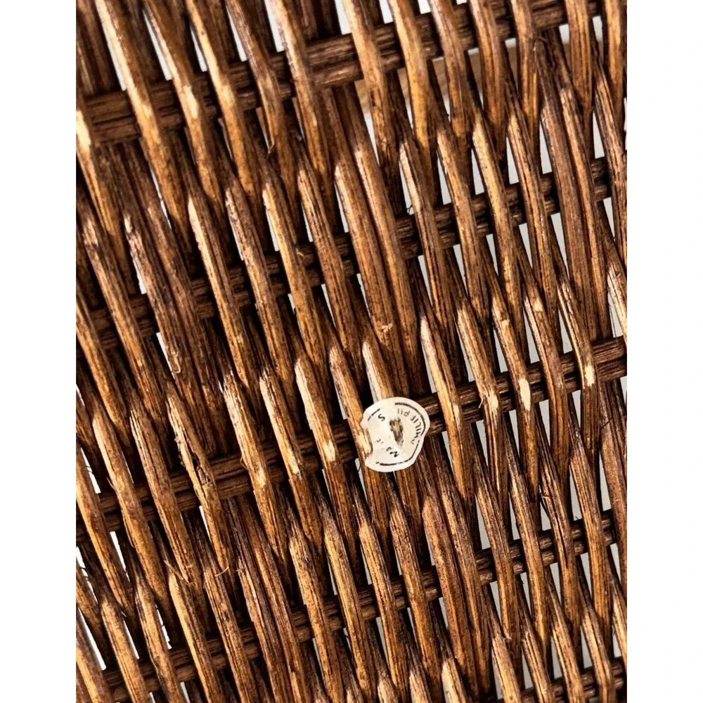 Vintage Hand Woven Basket Wicker 11 Brown Gathering Basket with Handle
